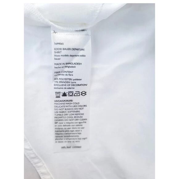 EDDIE BAUER WHITE LONG SLEEVE DEPARTURE TRAVEL SHIRT BLOUSE HIDDEN POCKET L NWT - Picture 10 of 10